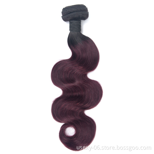Brazilian Raw Virgin Hair Ombre 1B 99J Human Hair Weave Bundles 100 Cheap Ombre Hair Extension For Braiding